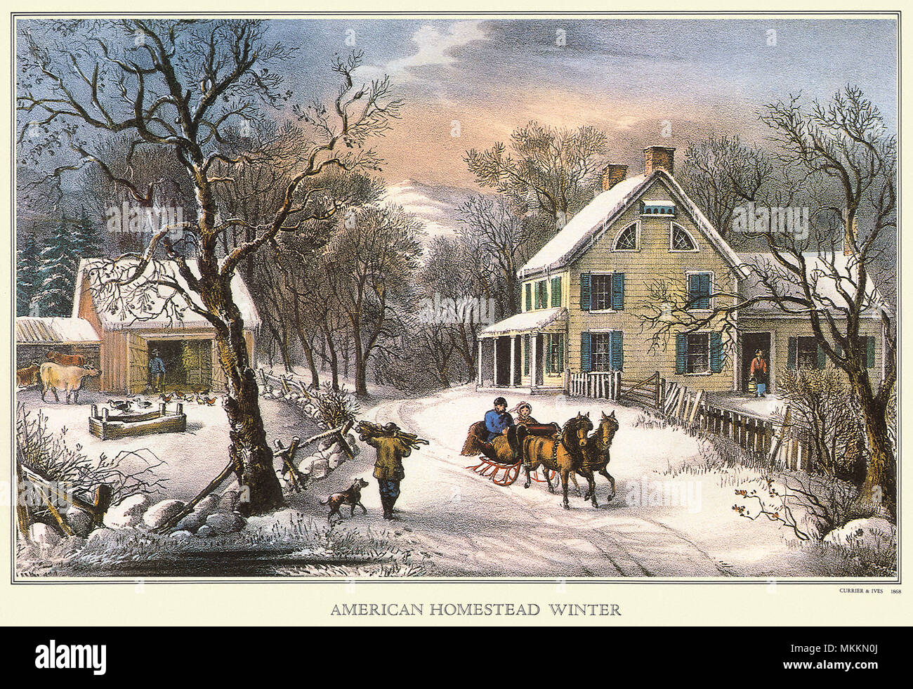 American Homestead Winter Stockfoto