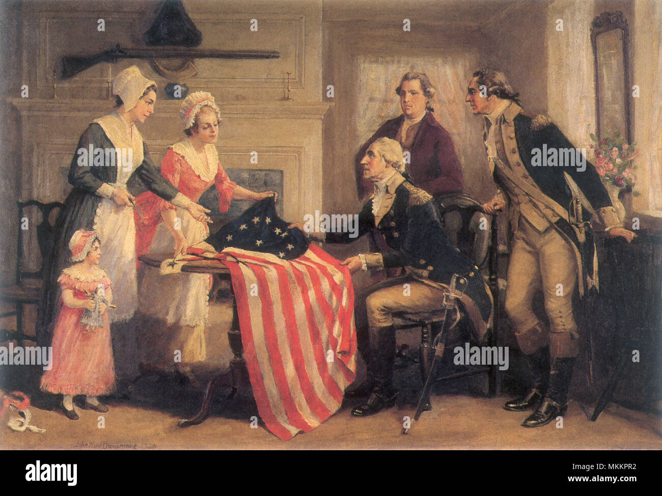 Betsy Ross zeigt Flagge Stockfoto