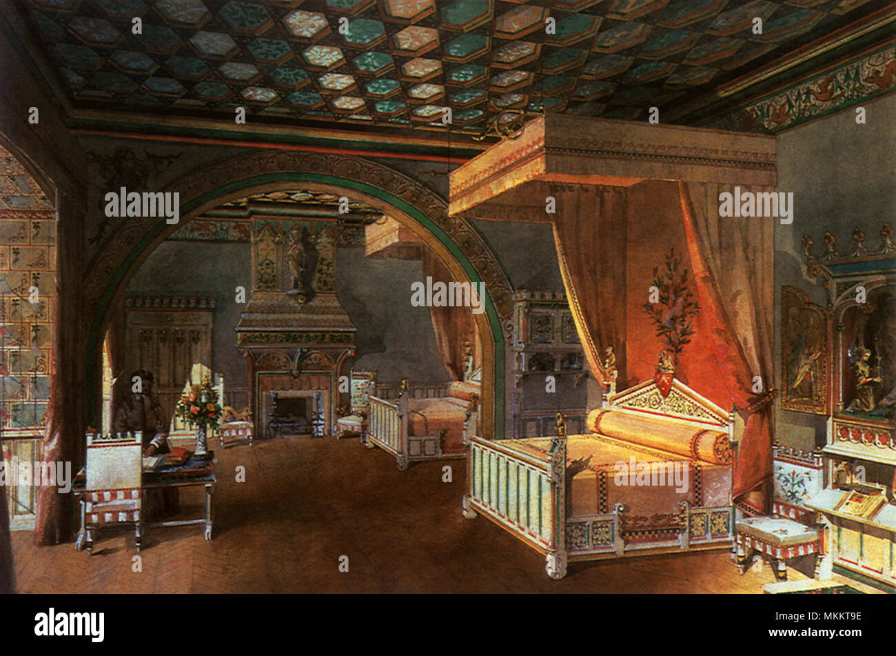 Schlafzimmer im Chateau Stockfoto
