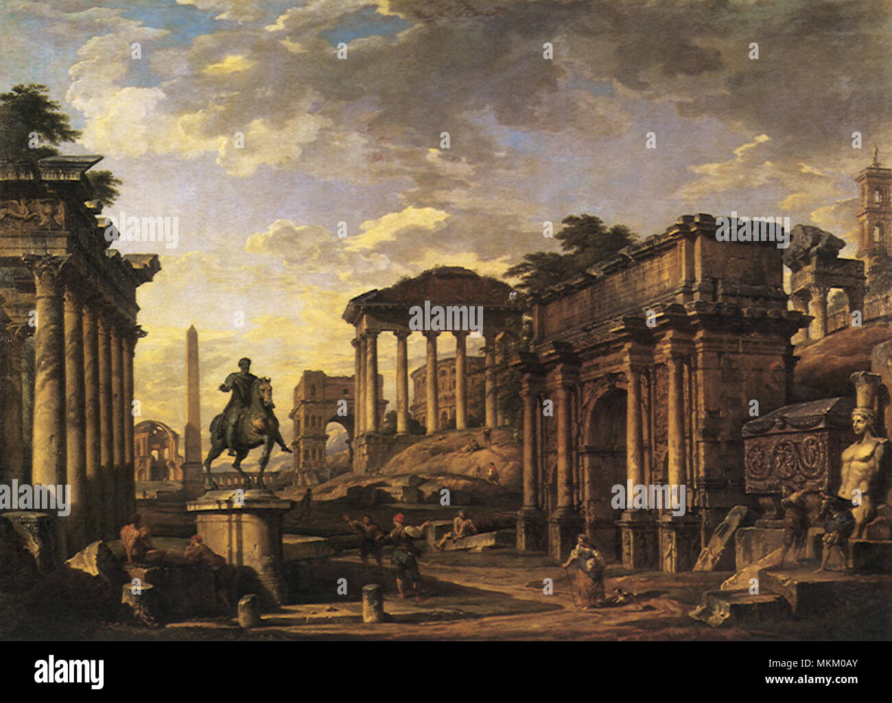 Römische Capriccio mit Bogen des Septimius Stockfoto