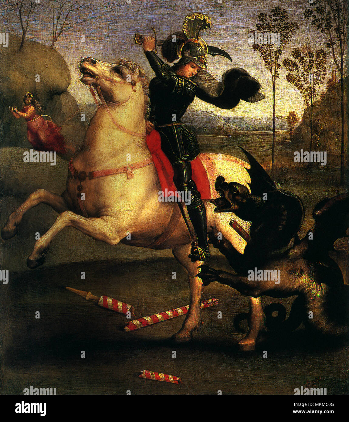 Der heilige Georg der Kampf gegen den Drachen 1505 Stockfoto