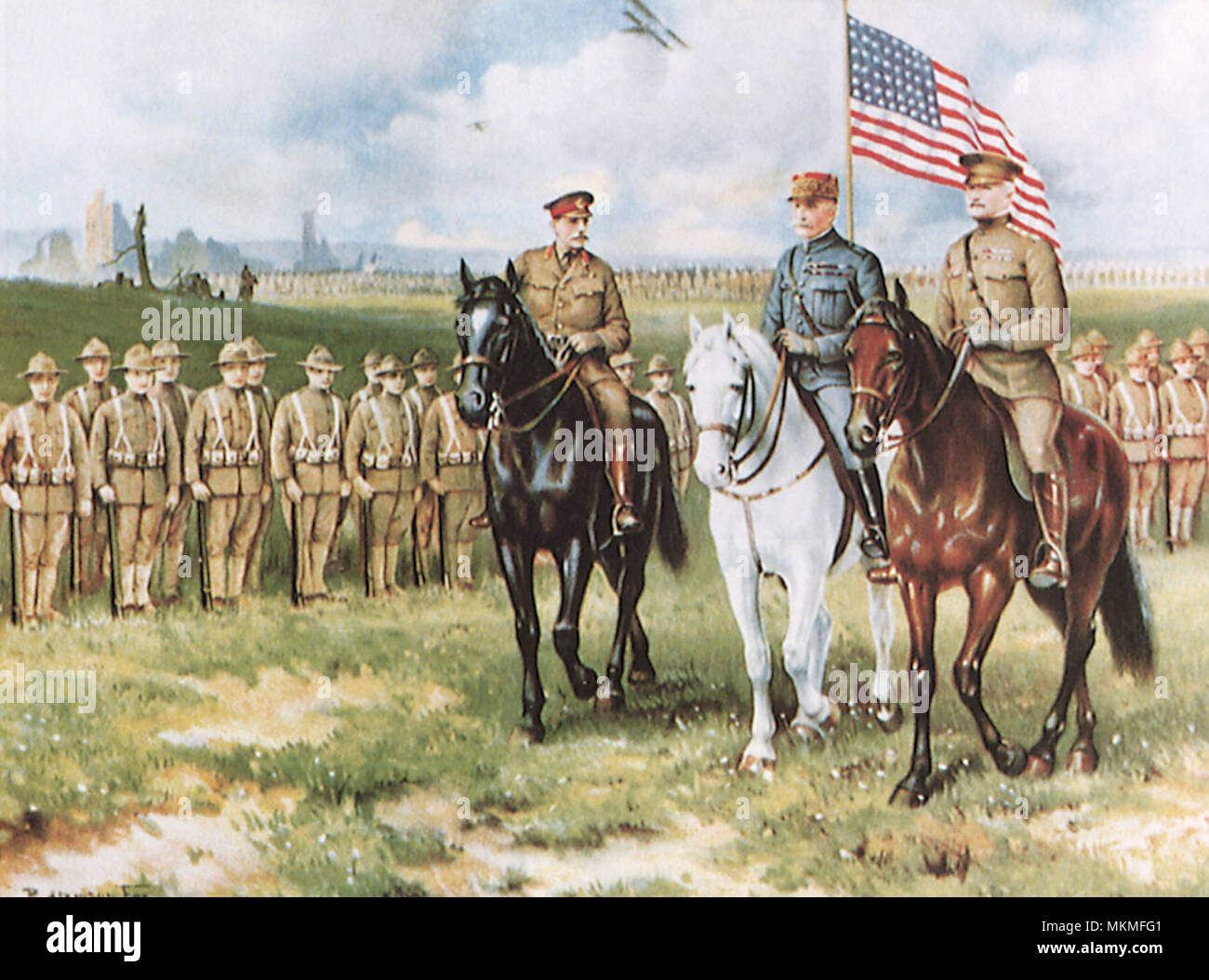 Amerikanische Generäle Foch, Pershing und Haig Stockfoto