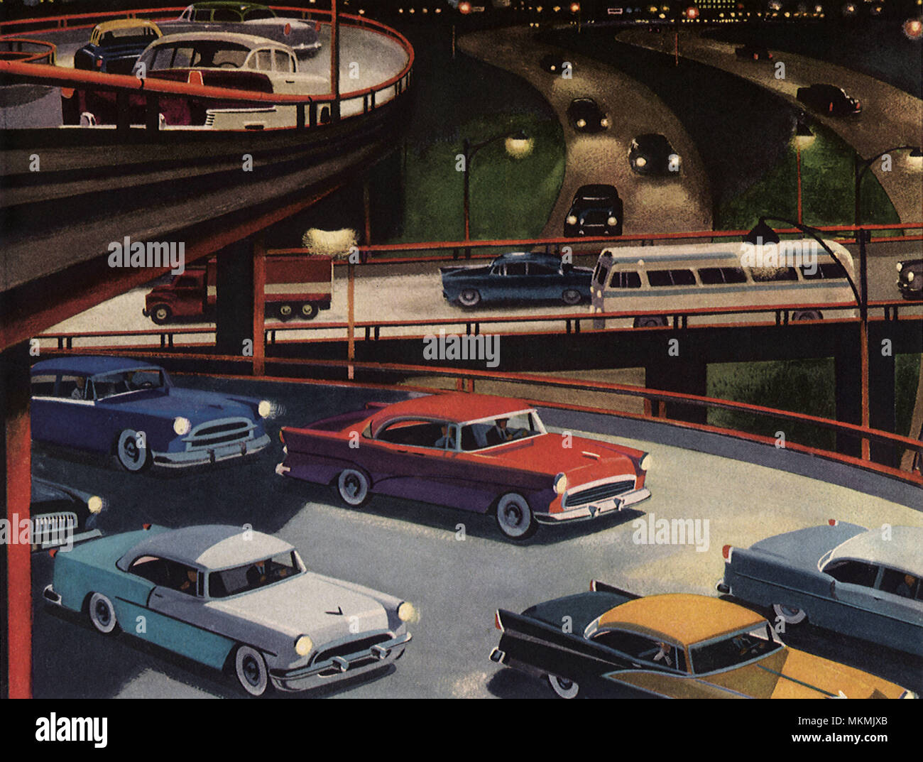 1956 Autobahn Szene Stockfoto