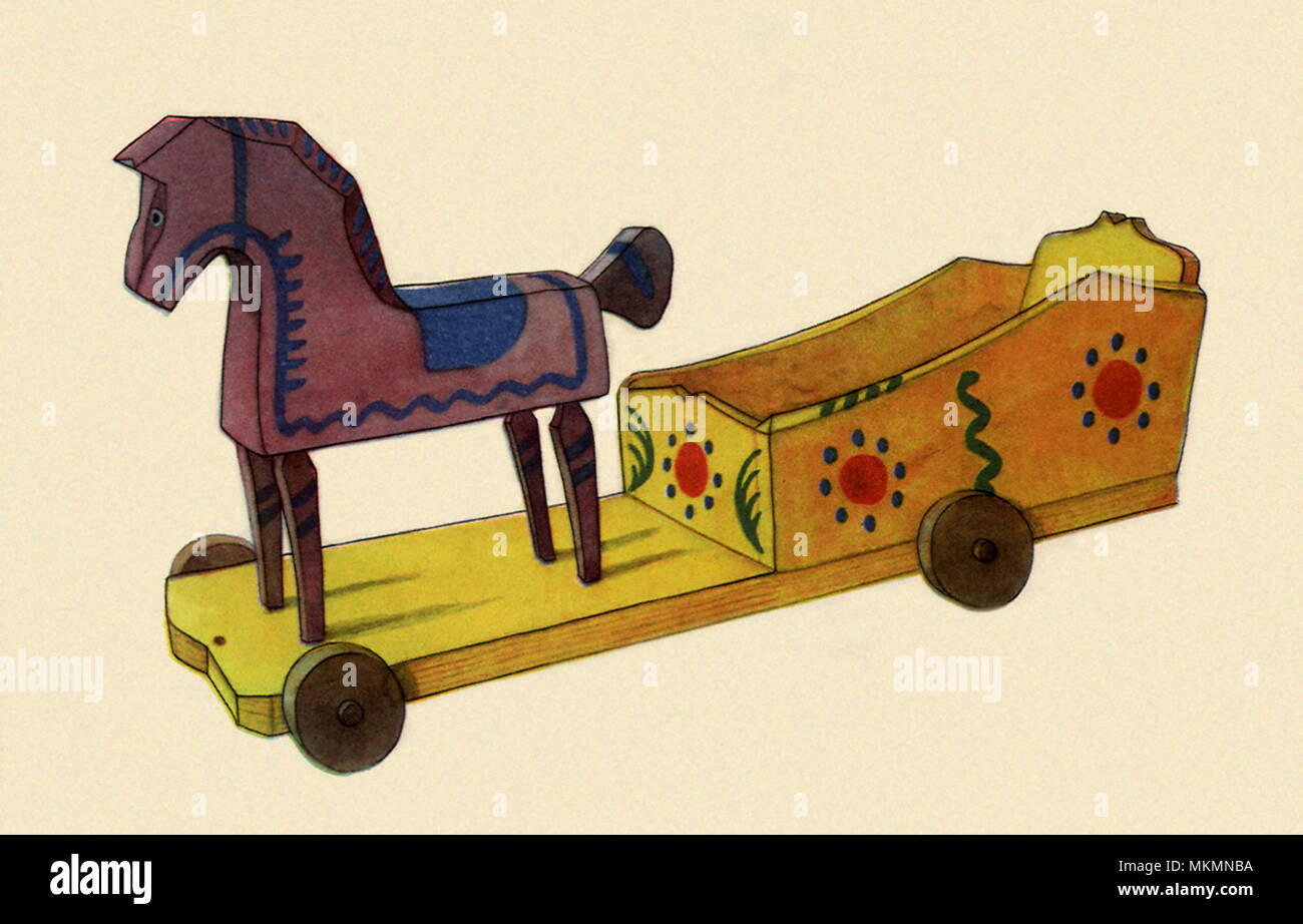 Spielzeug Pferd und Wagen Stockfoto