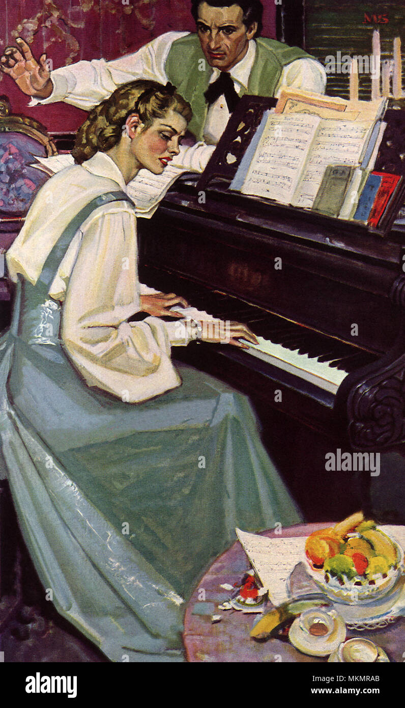 Eine Klavierstunde Stockfoto
