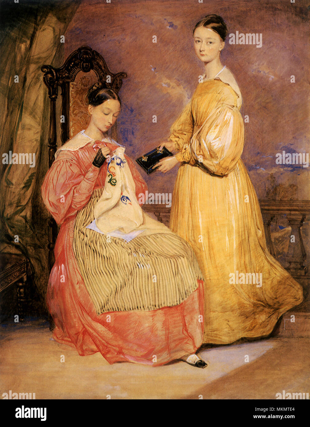 F. Nachtigall und Schwester 1839 Stockfoto