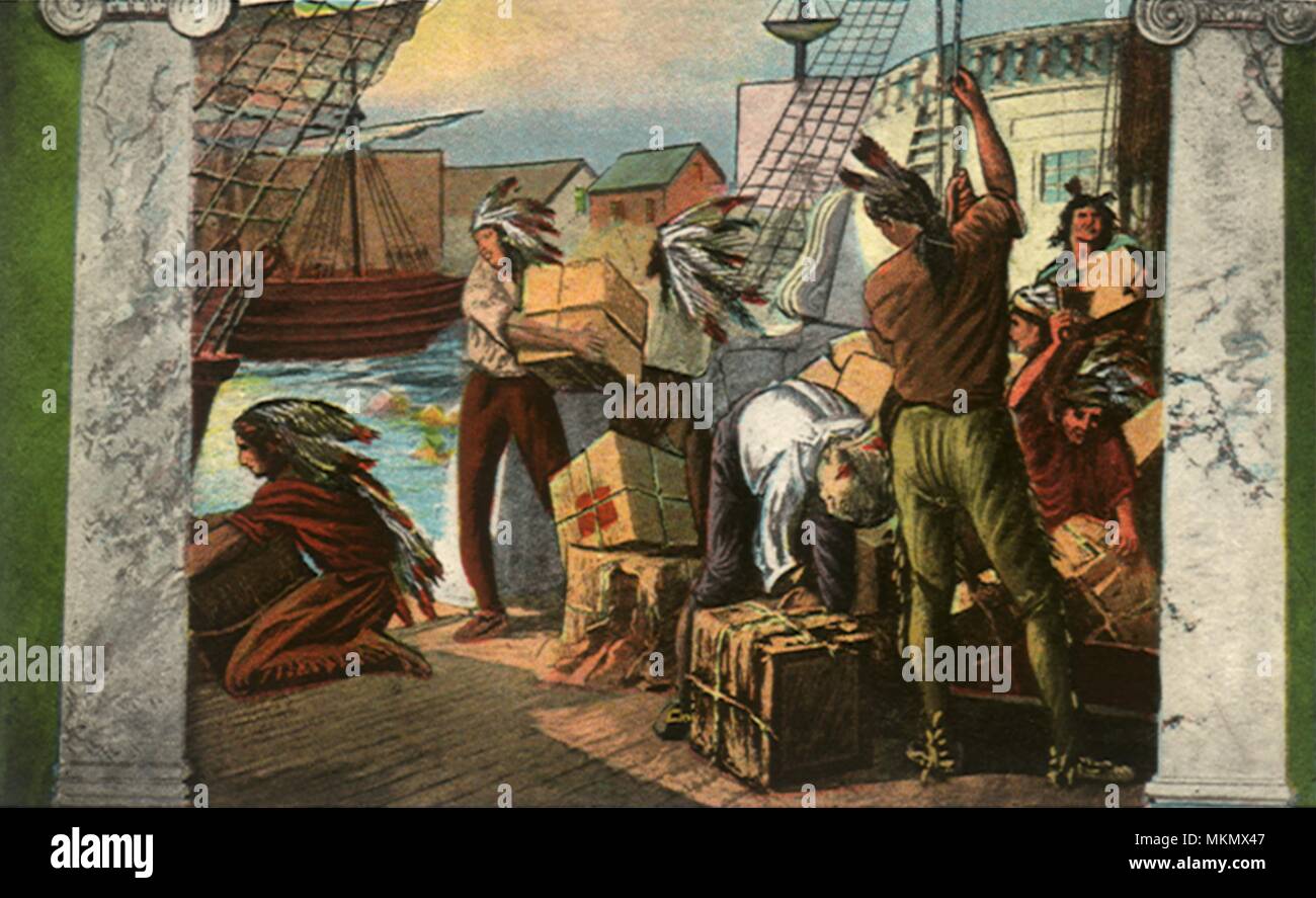 Boston Tea Party. Hafen von Boston. 1773 Stockfoto