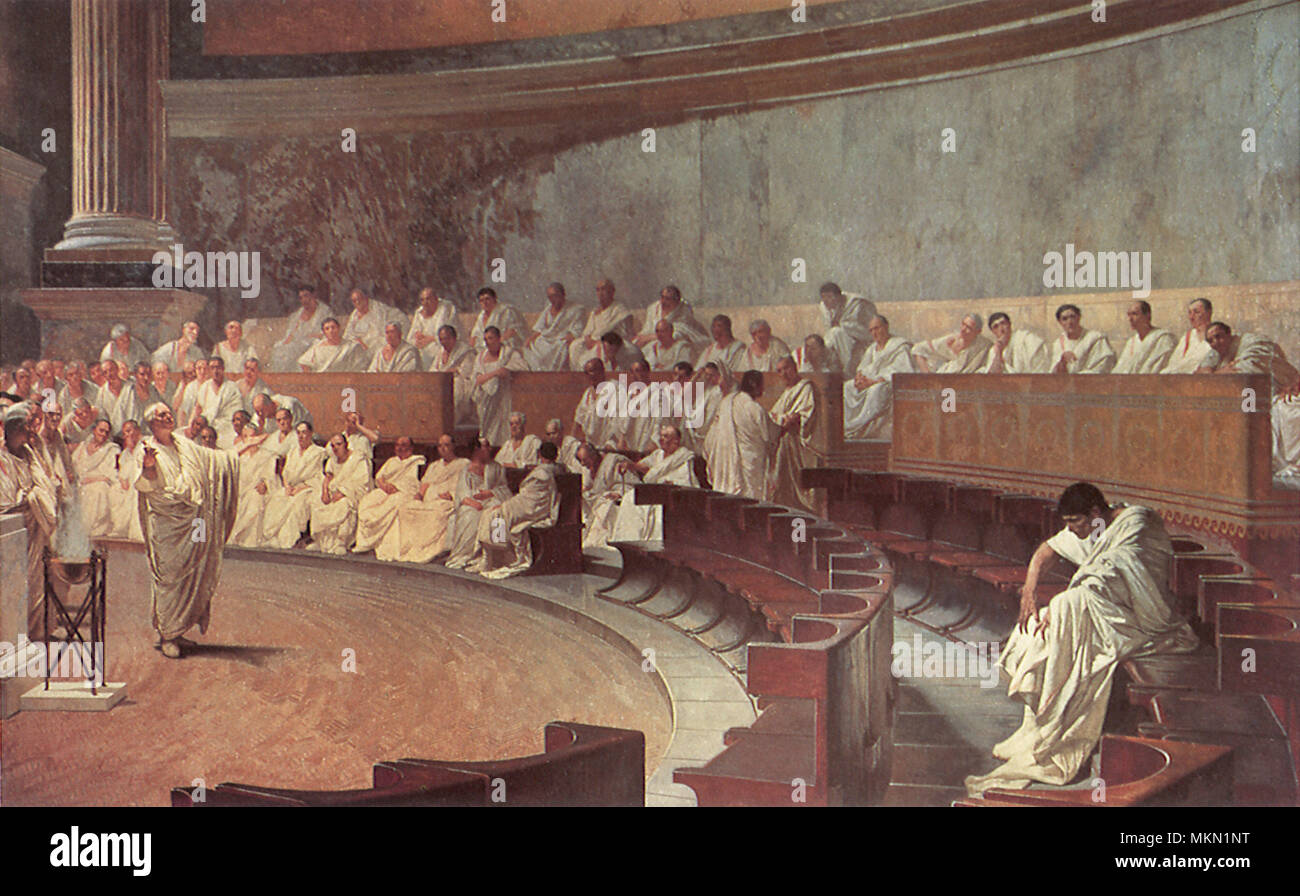 Cicero klagt Catilina Stockfoto