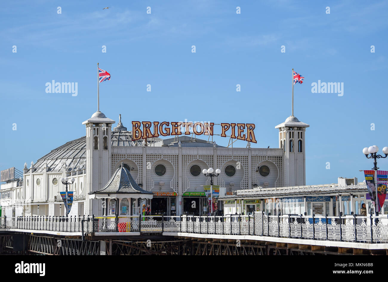 Palace Pier von Brighton East Sussex UK Foto aufgenommen von Simon Dack Stockfoto