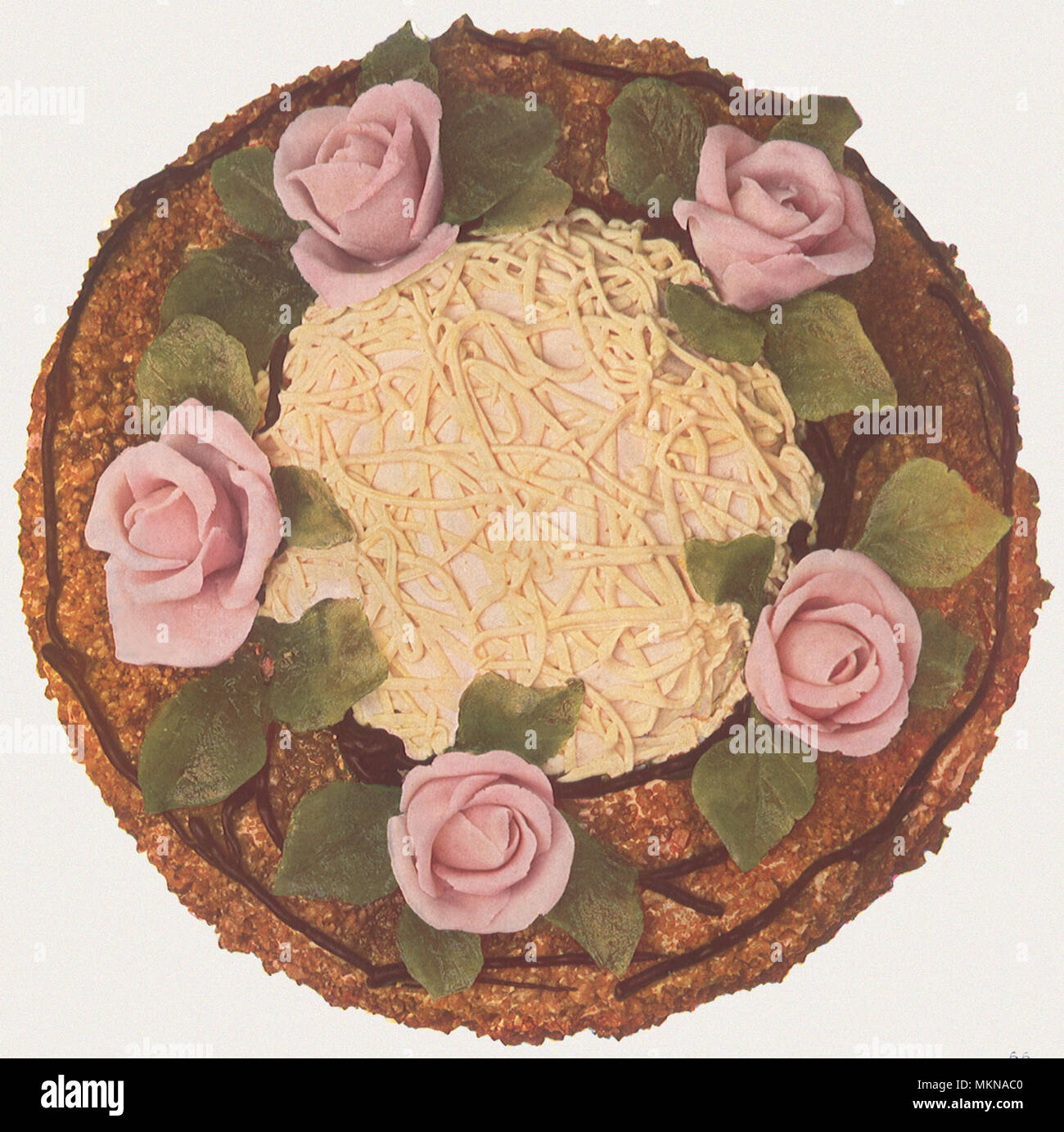 Bird's Nest und Rose Kuchen Stockfoto