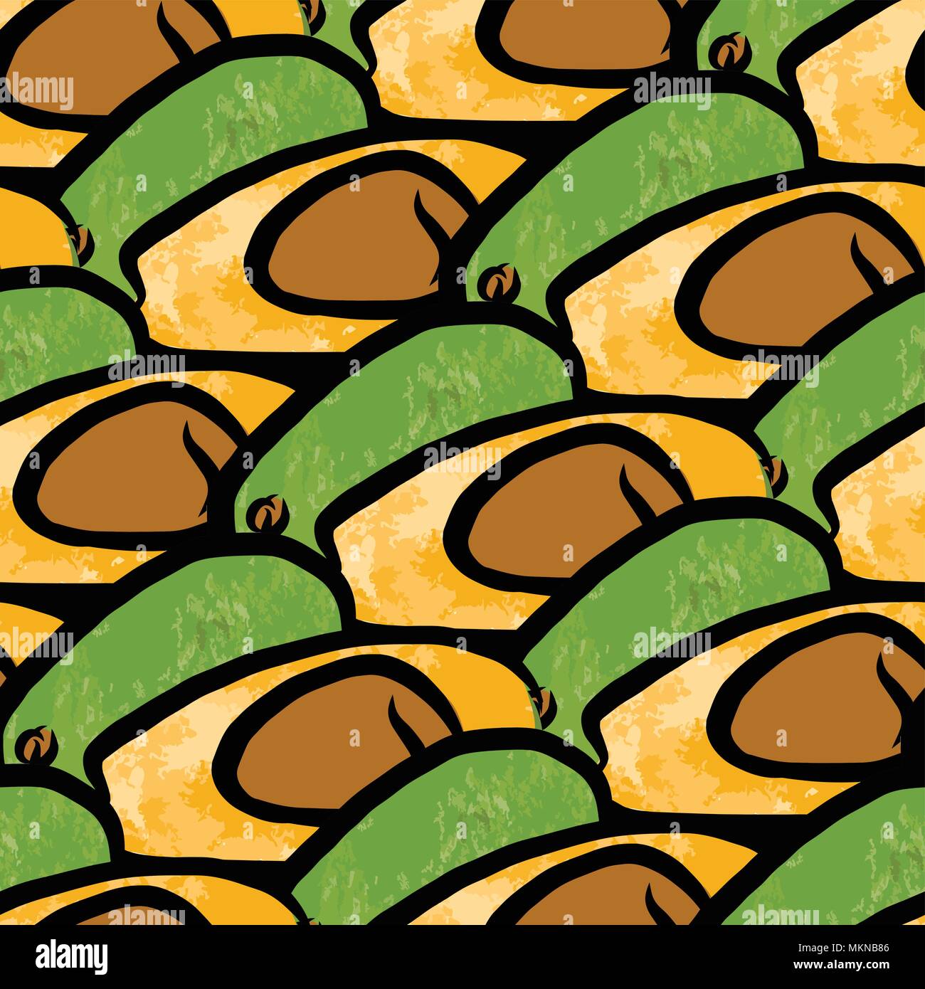 Vektor nahtlose Muster von avocados. Von Hand gezeichnet und farbige Abbildung Stock Vektor
