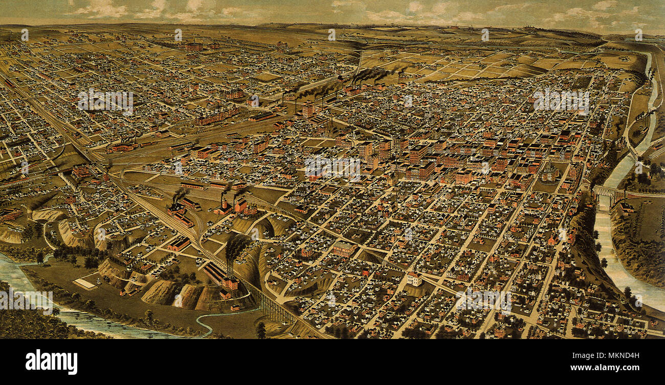 Kartenansicht von Fort Worth, Texas 1891 Stockfoto