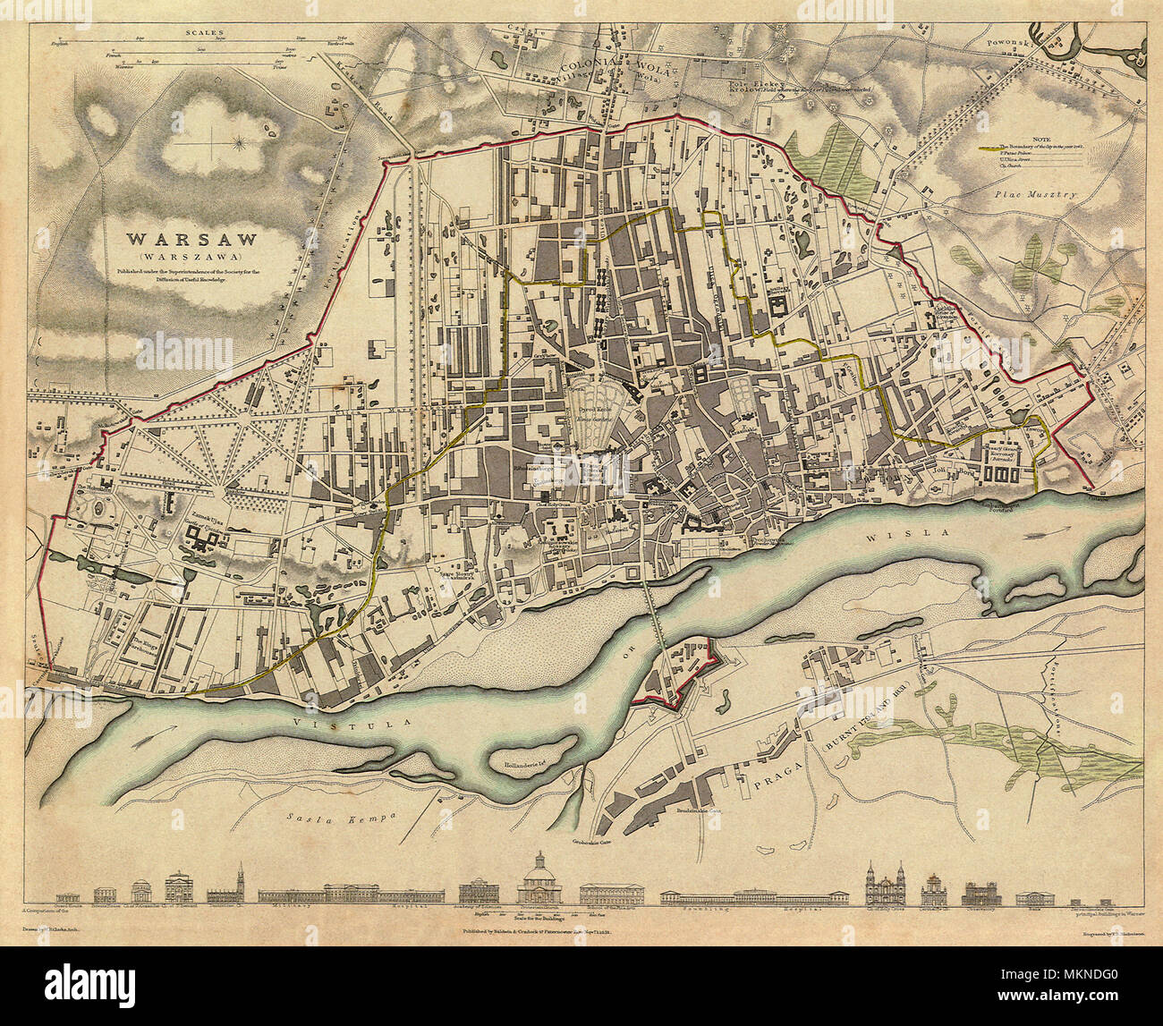 Karte von Warschau 1831 Stockfoto