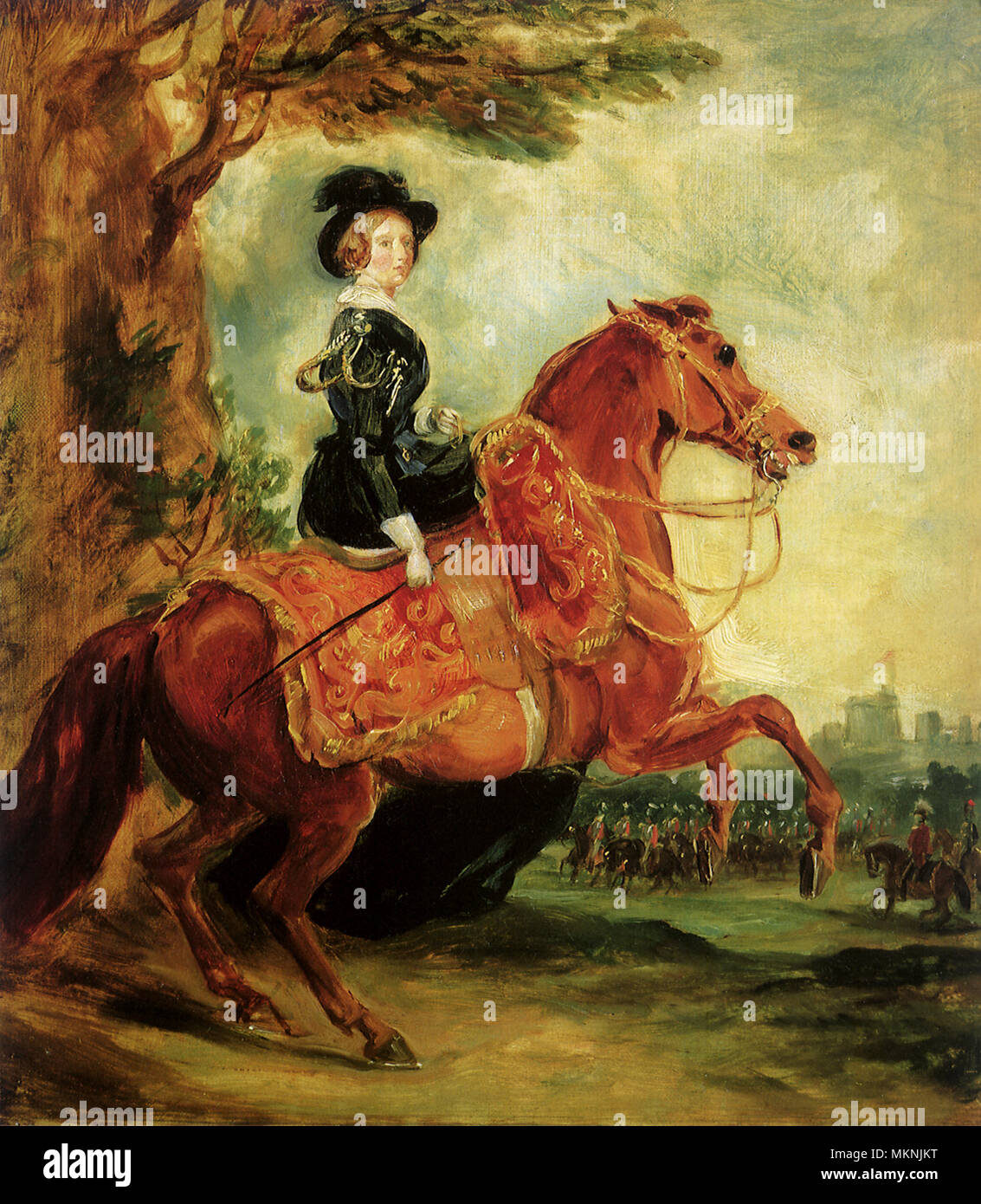 Königin Victoria zu Pferde 1845 Stockfoto