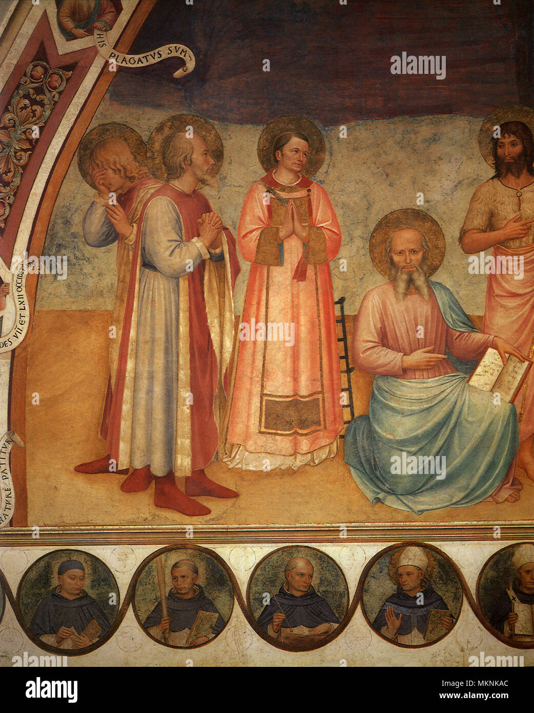 Kreuzigung, Detail, heilige Markierung, Lawrence, Cosmas & Damian Stockfoto