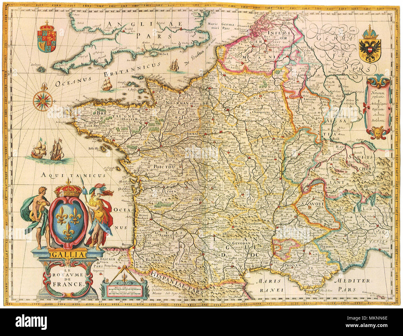 Karte von Frankreich 1631 Stockfoto