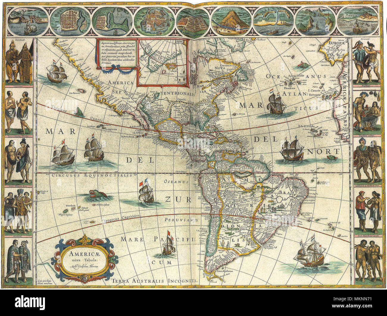 Karte der Neuen Welt 1617 Stockfoto
