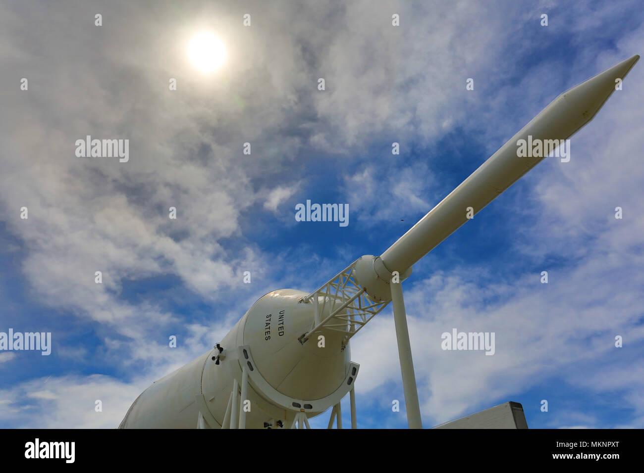 Rocket Garden im Kennedy Space Center, Florida, USA Stockfoto