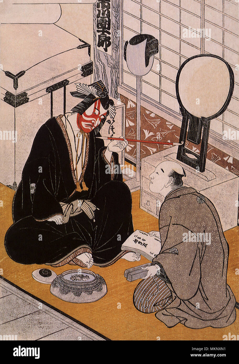 Der Schauspieler Ichikawa Danjuro V in seinem Ankleidezimmer Stockfoto