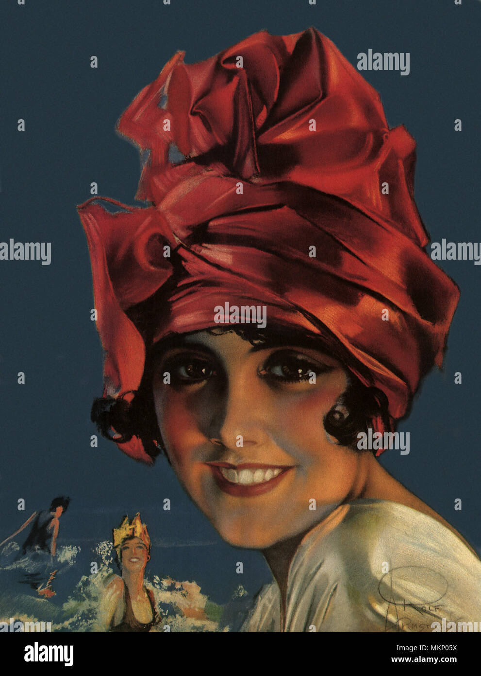 Frau mit roten Turban Stockfoto
