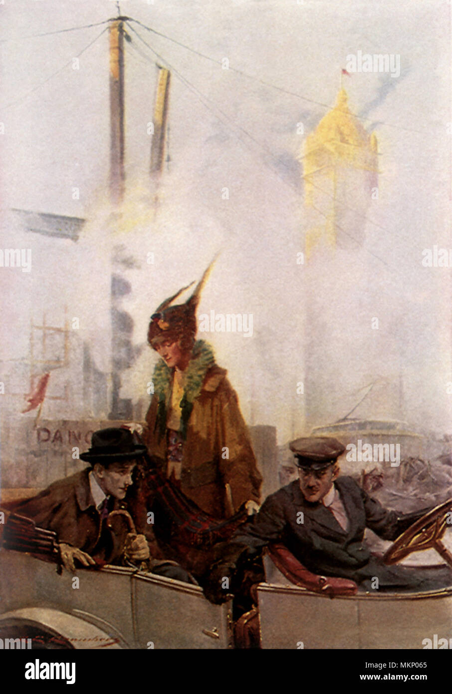 Chauffeur öffnet Tür für Mann Stockfoto