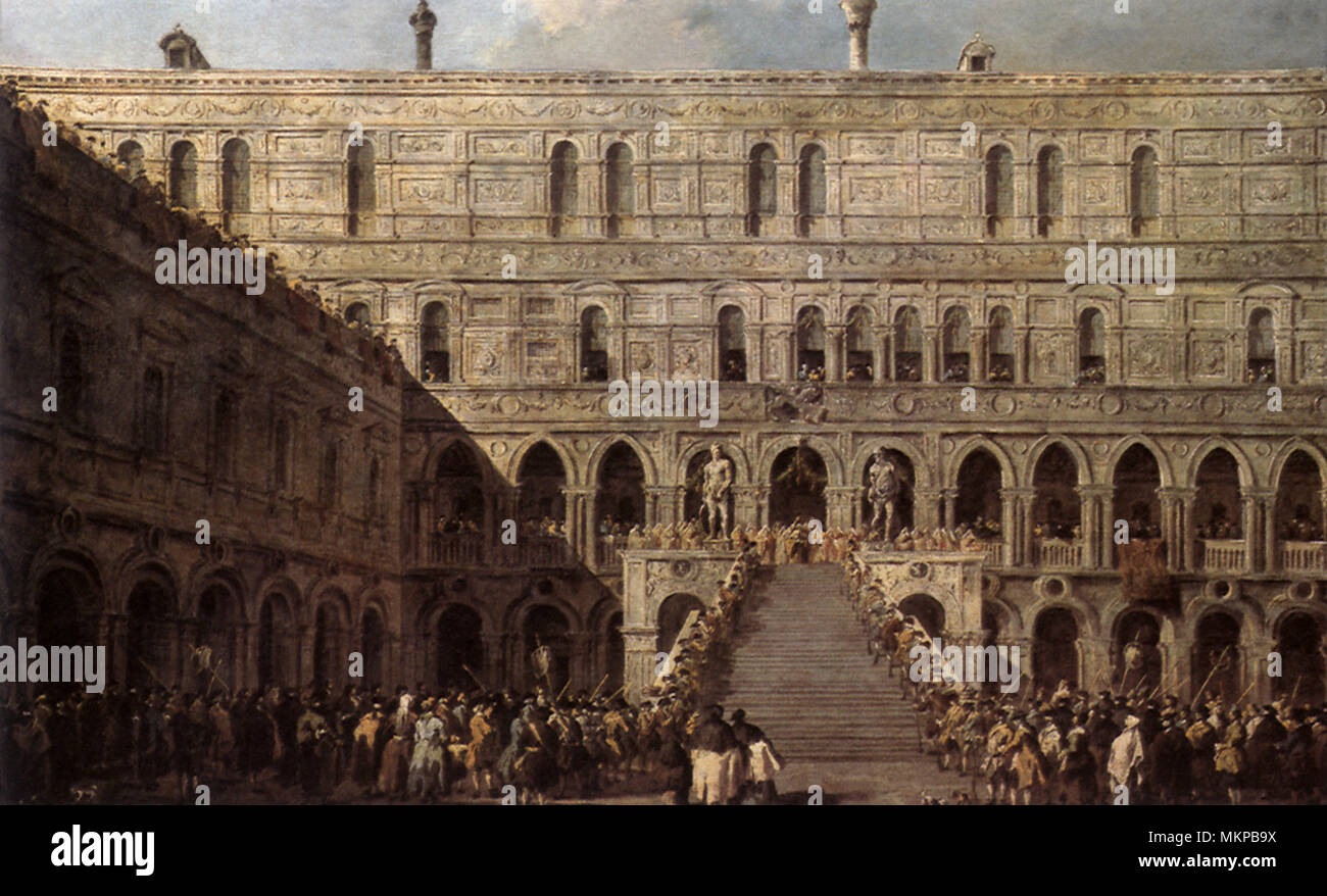 Krönung der Doge auf der Treppe des Riesen 1760 Stockfoto
