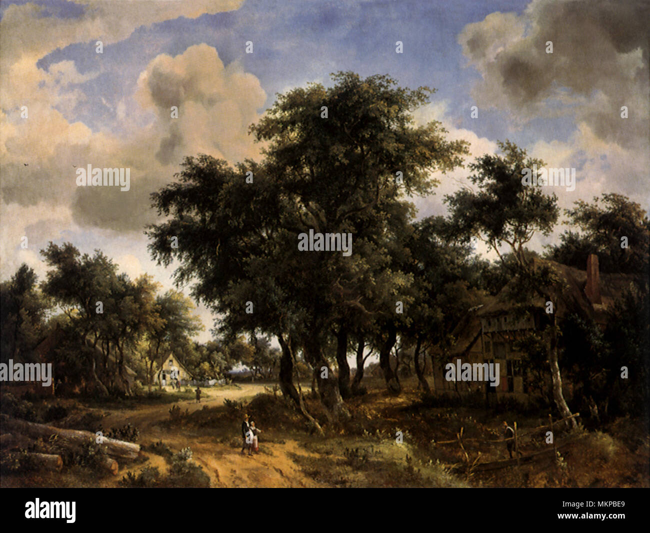 Dorf Straße unter Bäumen Stockfoto