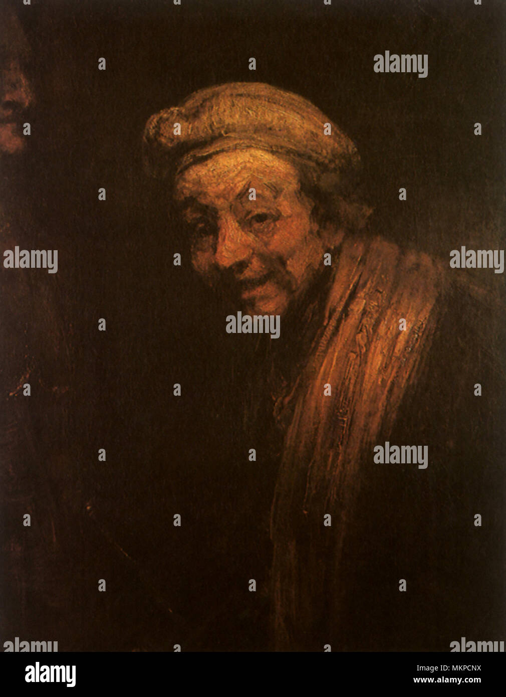 Selbstportrait von Rembrandt als Democritus Stockfoto