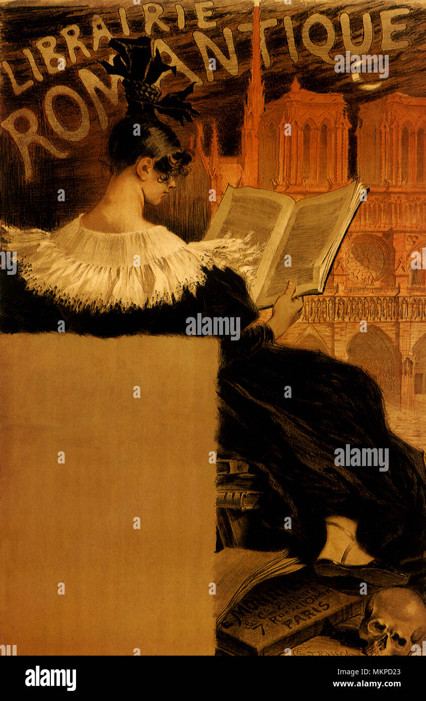 Frau an romantischen Bibliothek Stockfoto