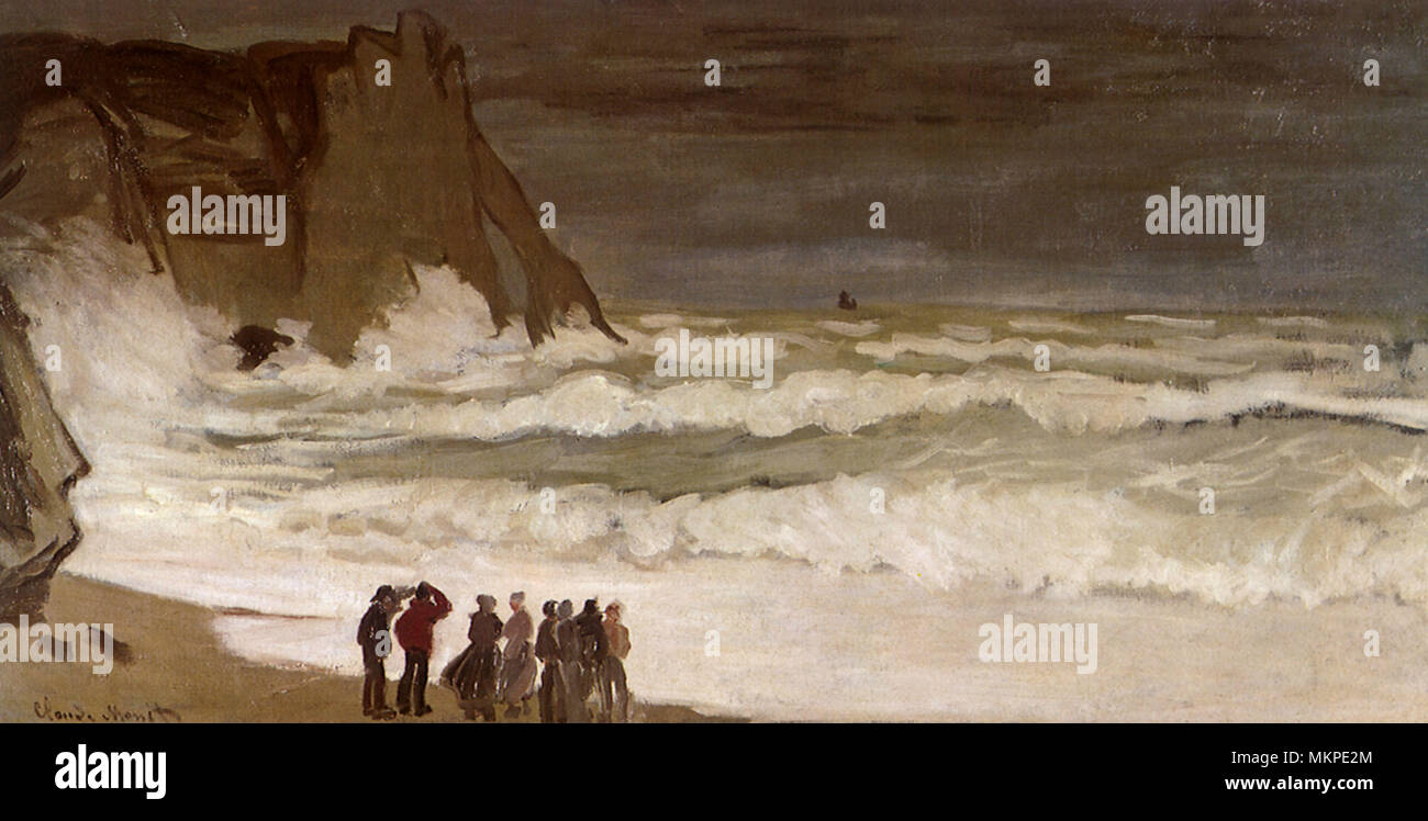 Stürmische See bei Étretat Stockfoto