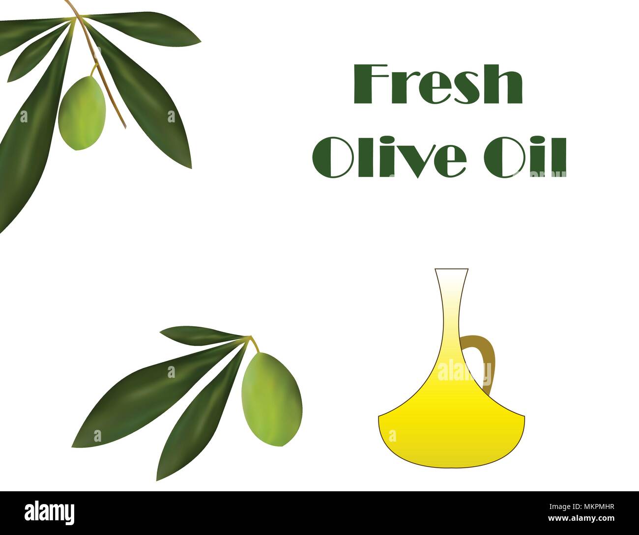 Frisches Olivenöl Vektor - traditionelles griechisches Olivenöl Werbung Stock Vektor