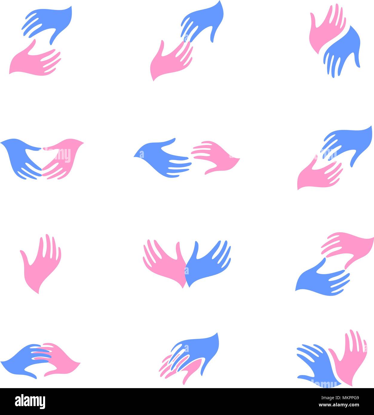 Hoffnung oder Trennung. Der Mann und die Frau die Hände. Vector Illustration. Logo. Stock Vektor