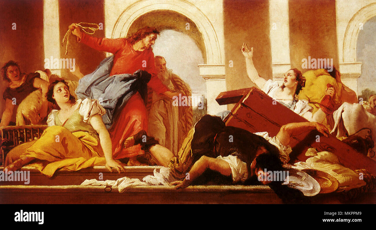 Christus Fahren die Geldwechsler aus dem Tempel Stockfoto