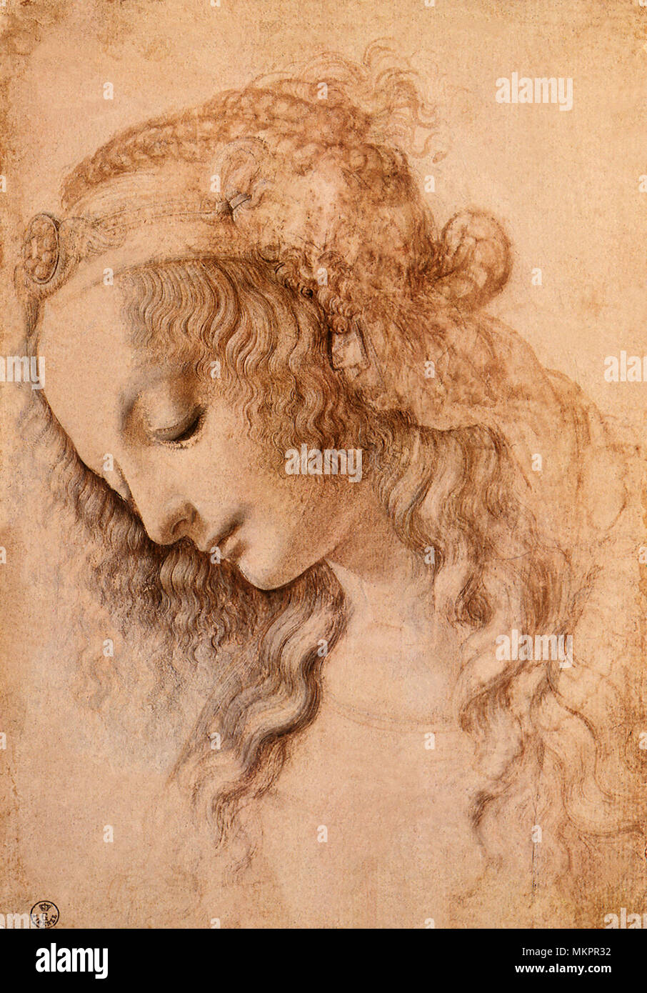 Studie für den Kopf der Madonna in der Verkündigung Stockfoto