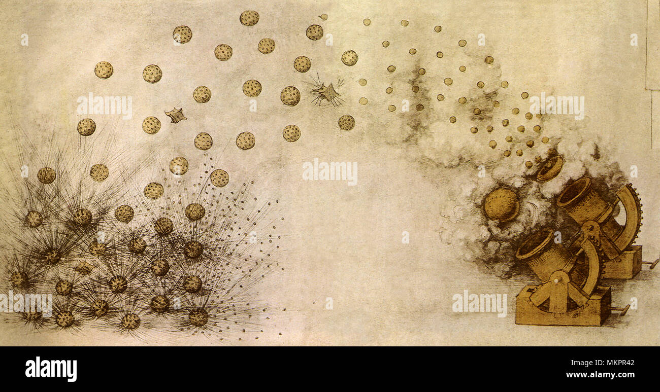 Mörser mit explosive Geschosse 1500 Stockfoto