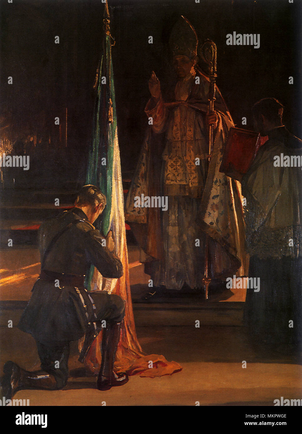 Segen der Farben; "Ein revolutionärer Soldat Kniend' Stockfoto