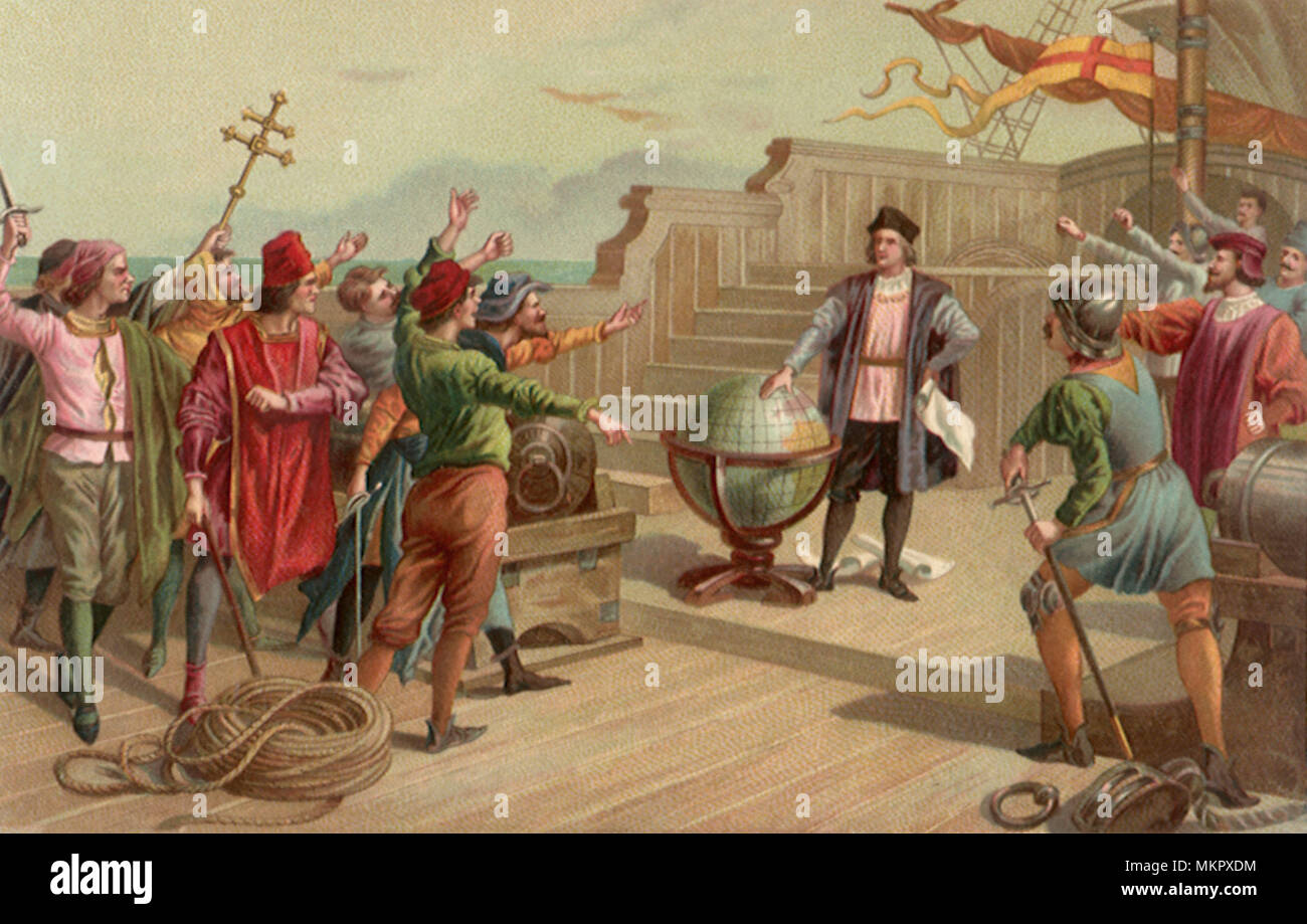 Christoph Kolumbus Und Seine Manner Auf Der Santa Maria Stockfoto