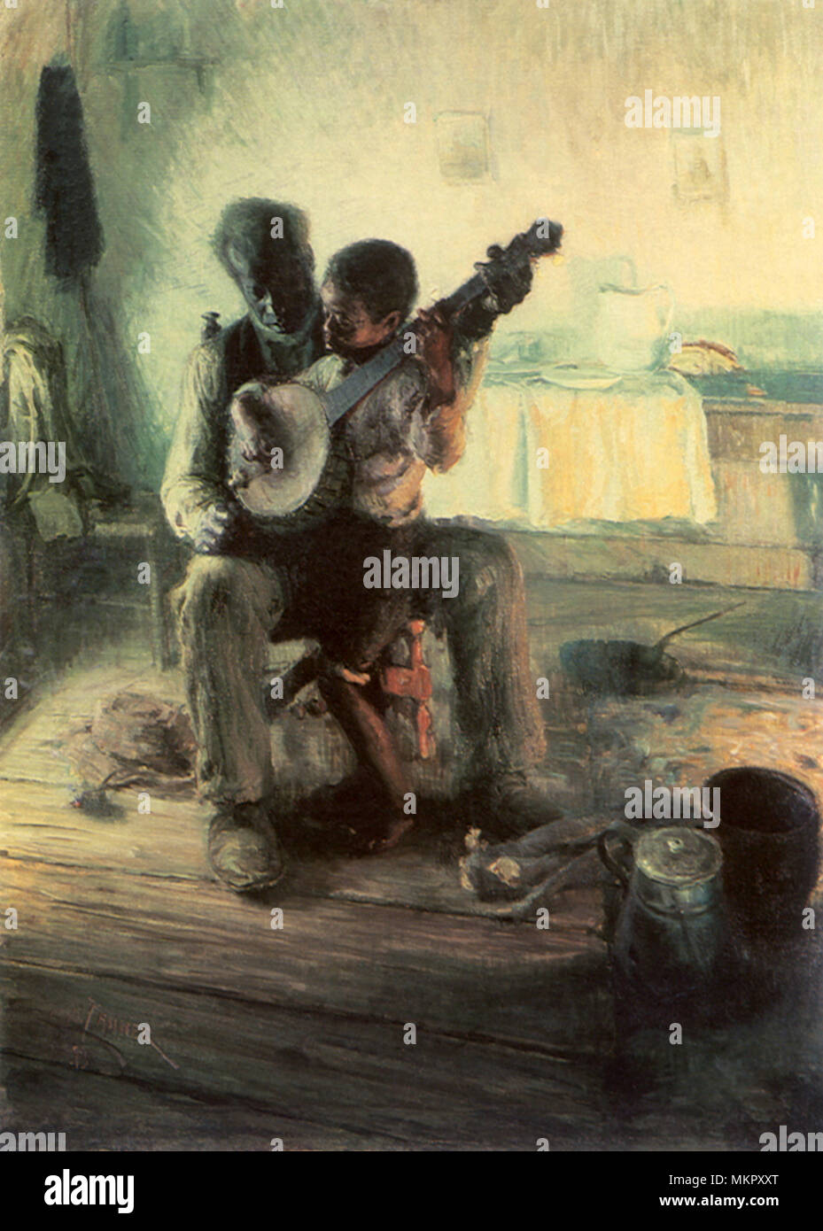 Die Banjo-Lektion Stockfoto