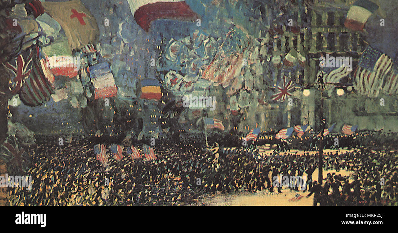 Feiern das Ende des Ersten Weltkrieges, Waffenstillstand Nacht Stockfoto