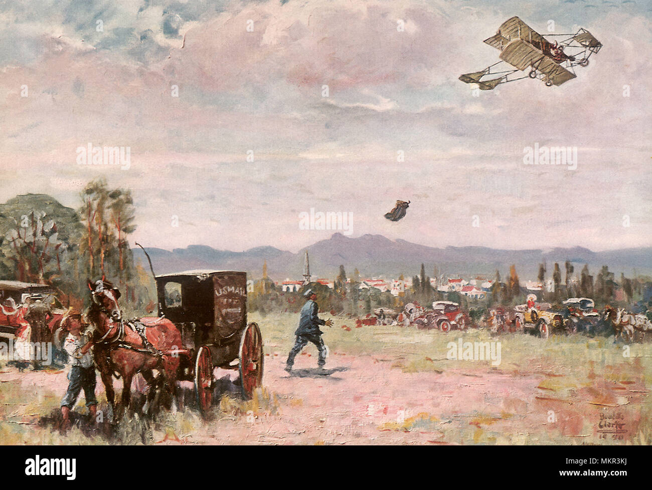 Flugzeug fallen Mail 1912 Stockfoto