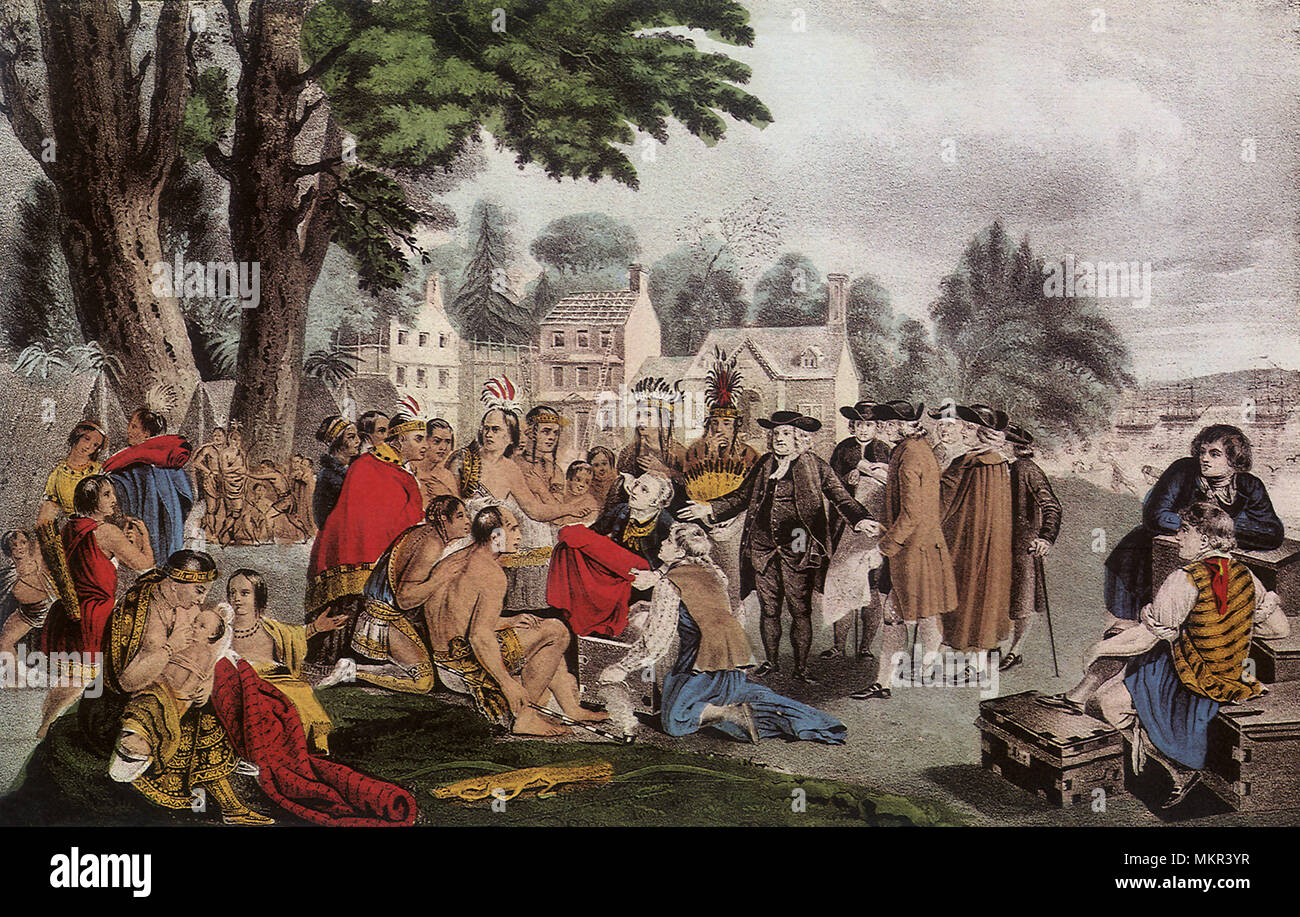 William Penn's Vertrag mit den Indern Stockfoto