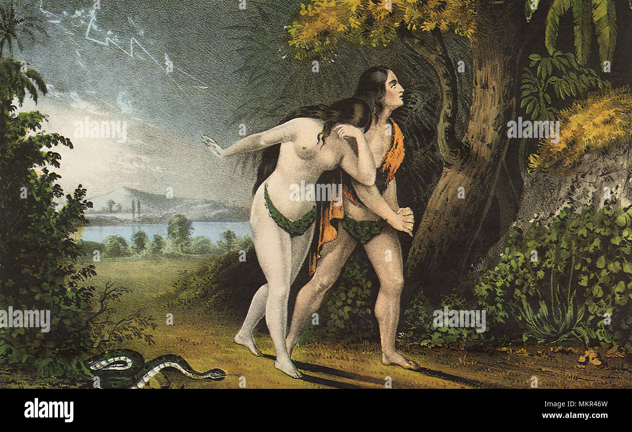 Adam und Eva aus dem Paradies vertrieben Stockfoto