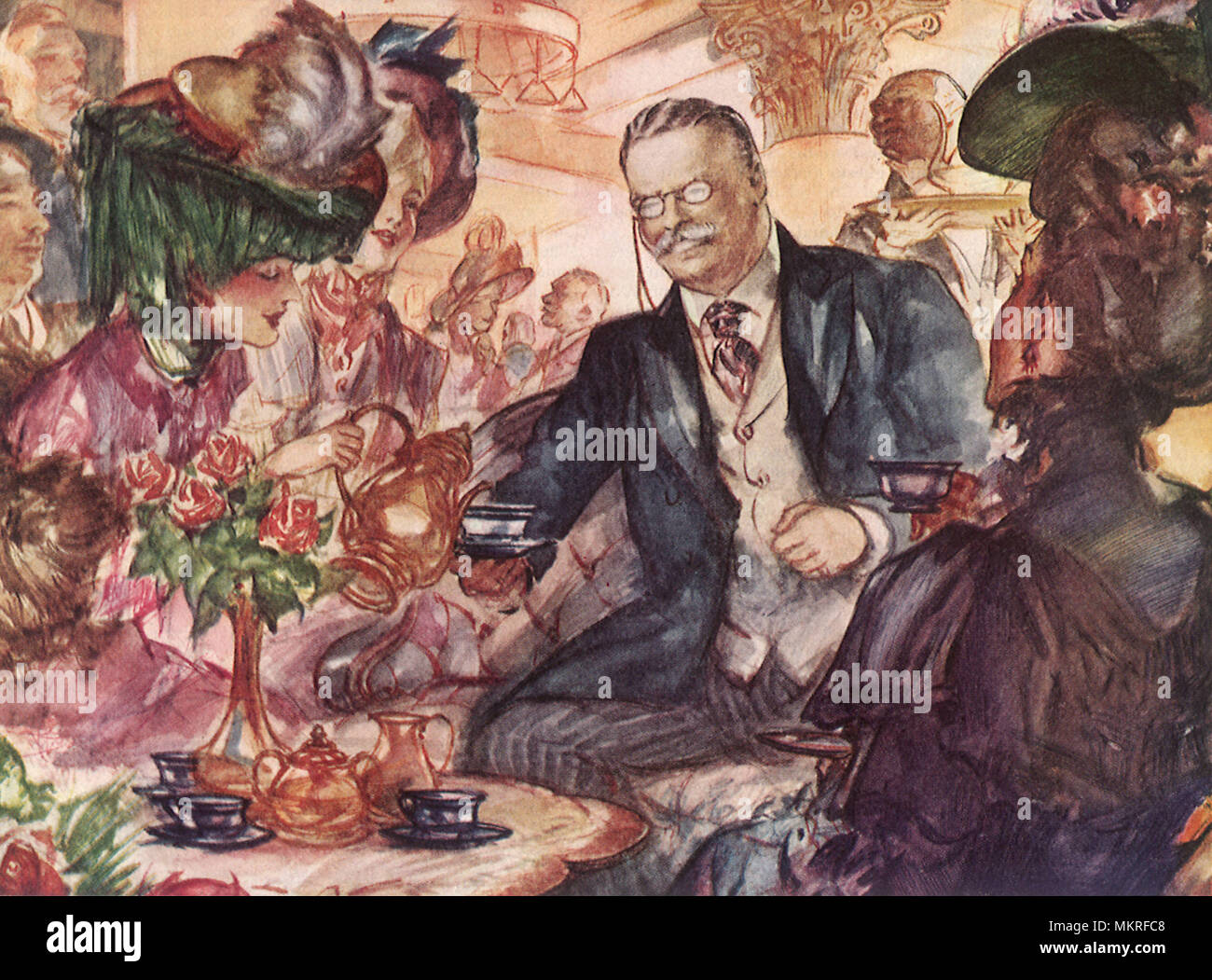 Teddy Roosevelt genießt Kaffee Stockfoto