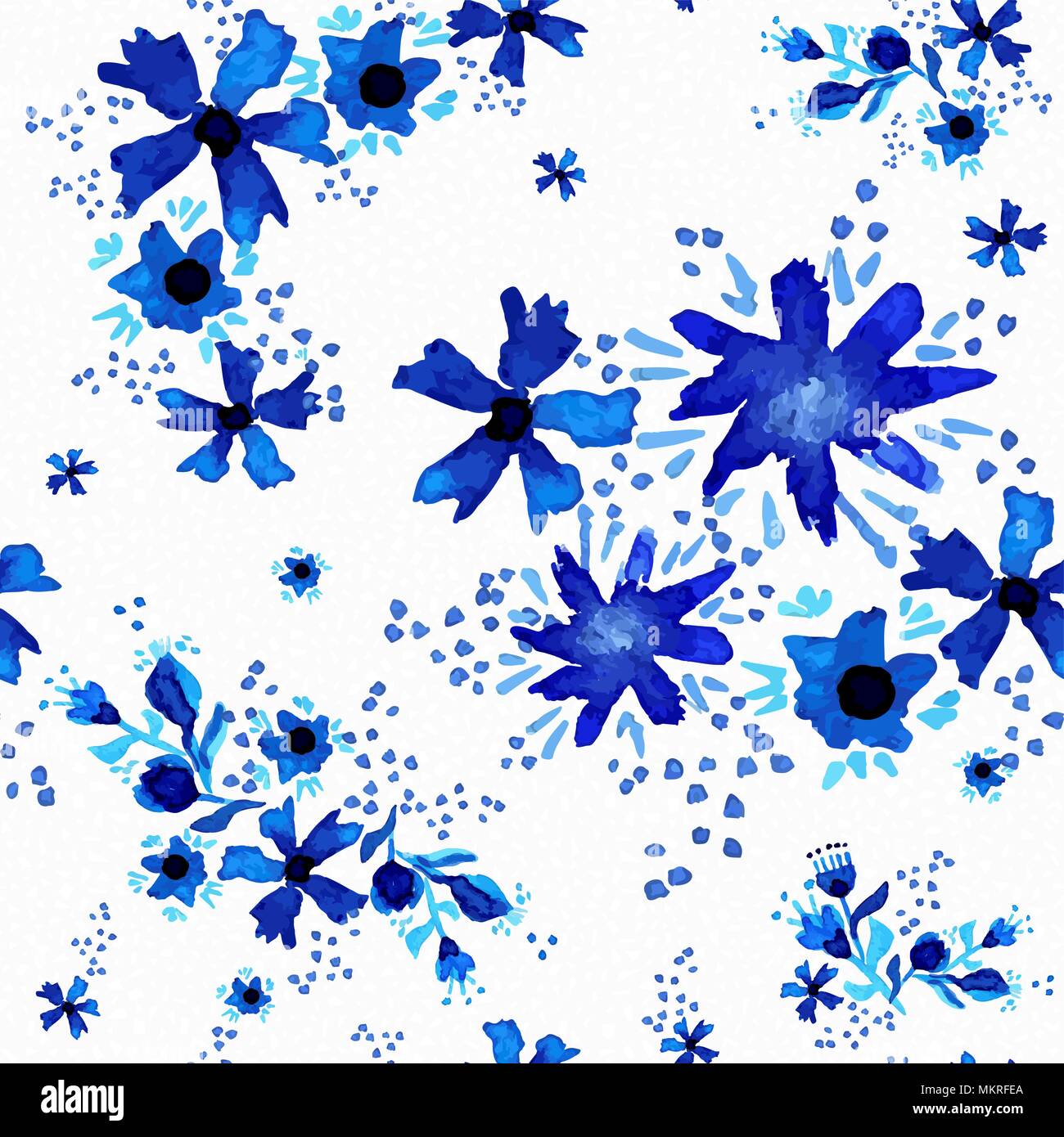 Blume nahtlose Muster in der Hand gezeichnet Aquarell malen. Feder Dekoration floral background Abbildung. EPS 10 Vektor. Stock Vektor