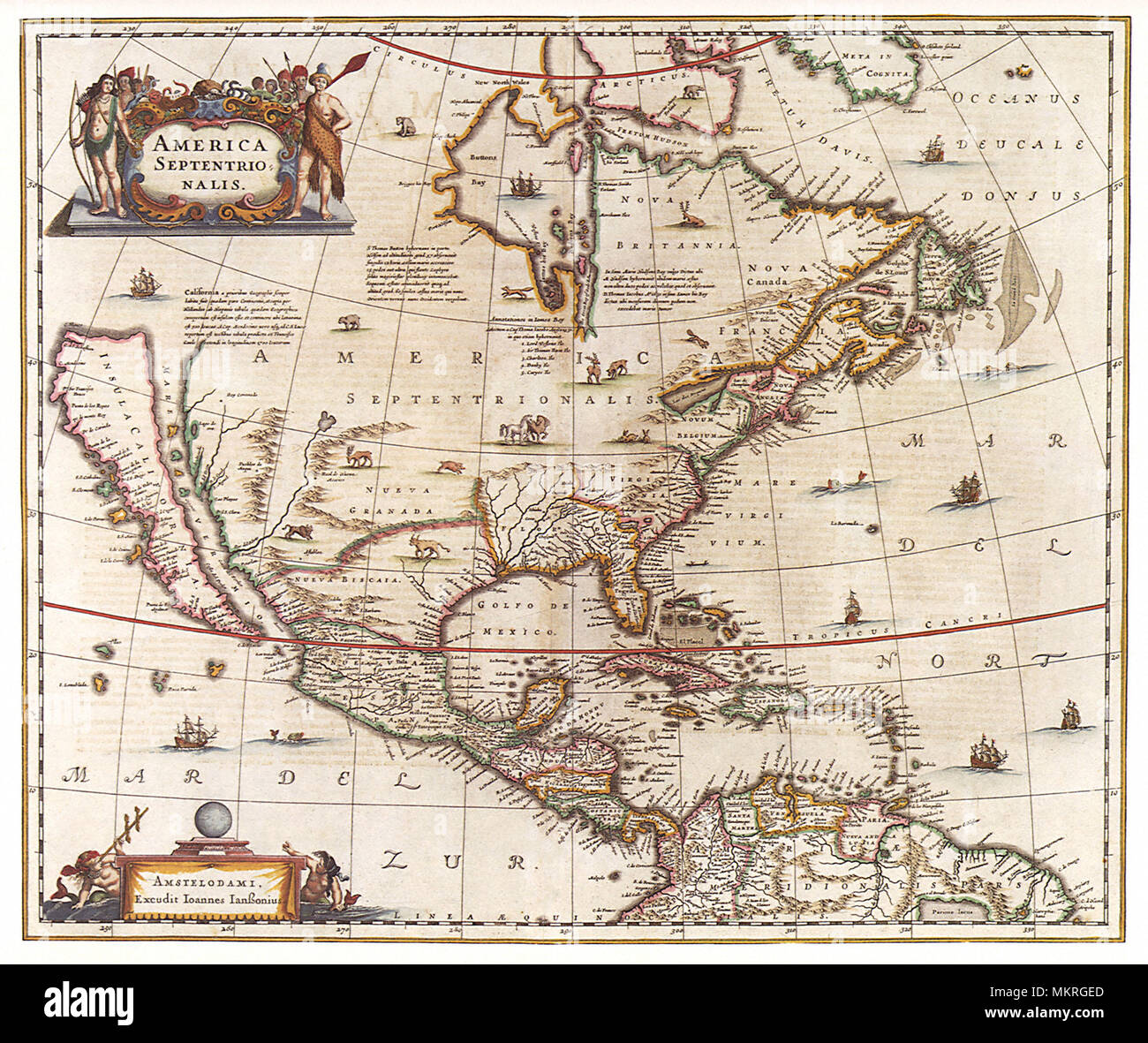 Karte von Nordamerika 1636 Stockfoto