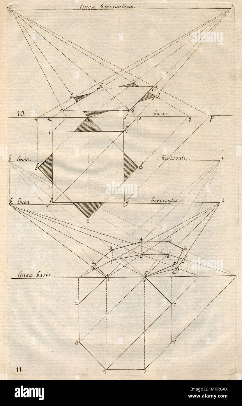 Zeichnung eines octagon Projektion in der Perspektive Stockfoto
