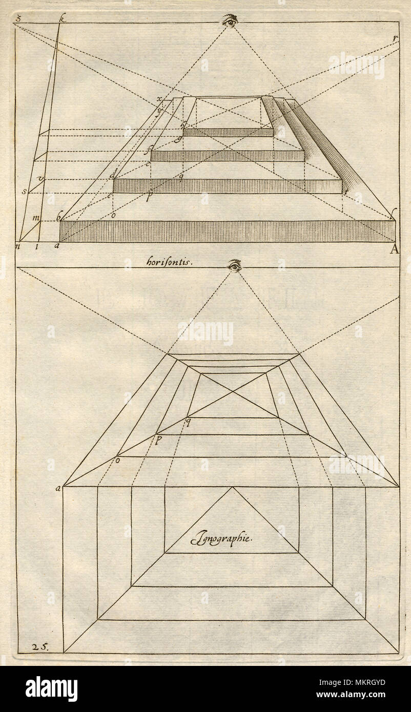 Quadrate, wie Pyramide mit perspektivische Zeichnung gestapelt Stockfoto