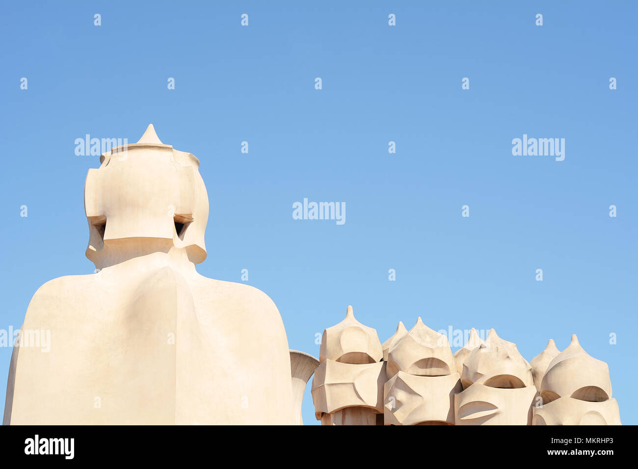 Details der Casa Mila oder La Pedrera Gebäude in Barcelona, Spanien. Stockfoto