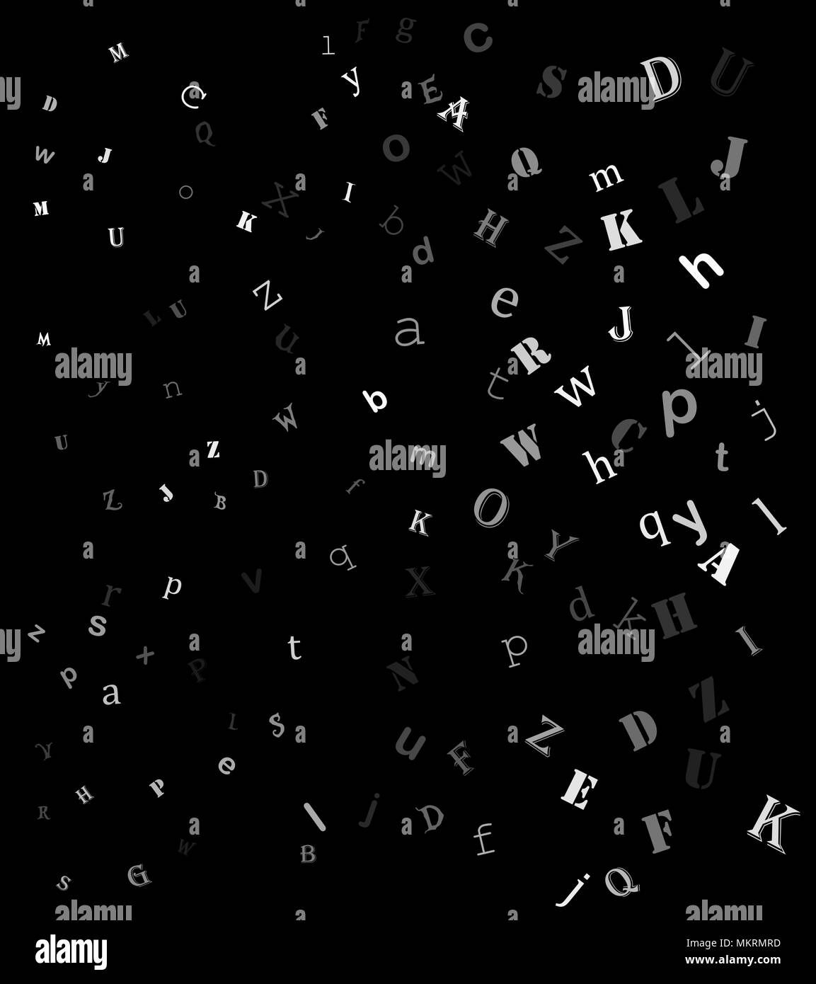 Der zufällige Buchstaben des englischen Alphabets Hintergrund design Stock Vektor