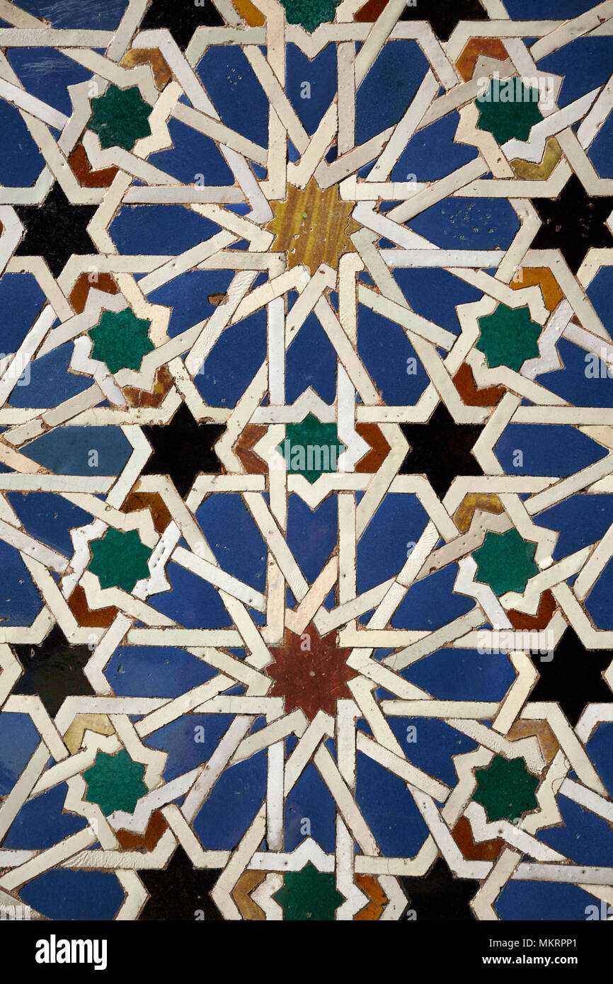 Mosaik Dekorationen in der Alcázar von Sevilla, Andalusien, Spanien Stockfoto